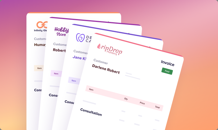 A 3d render of a Helcim Invoice