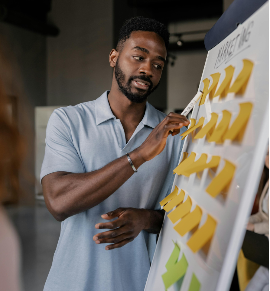 A consultant getting ready for a meeting