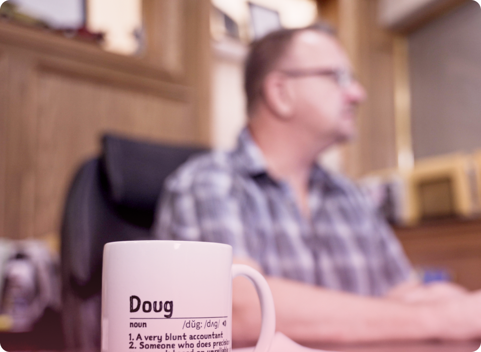 The man is giving an interview