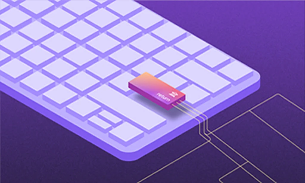 Keyboard with a return button connected to a virtual network