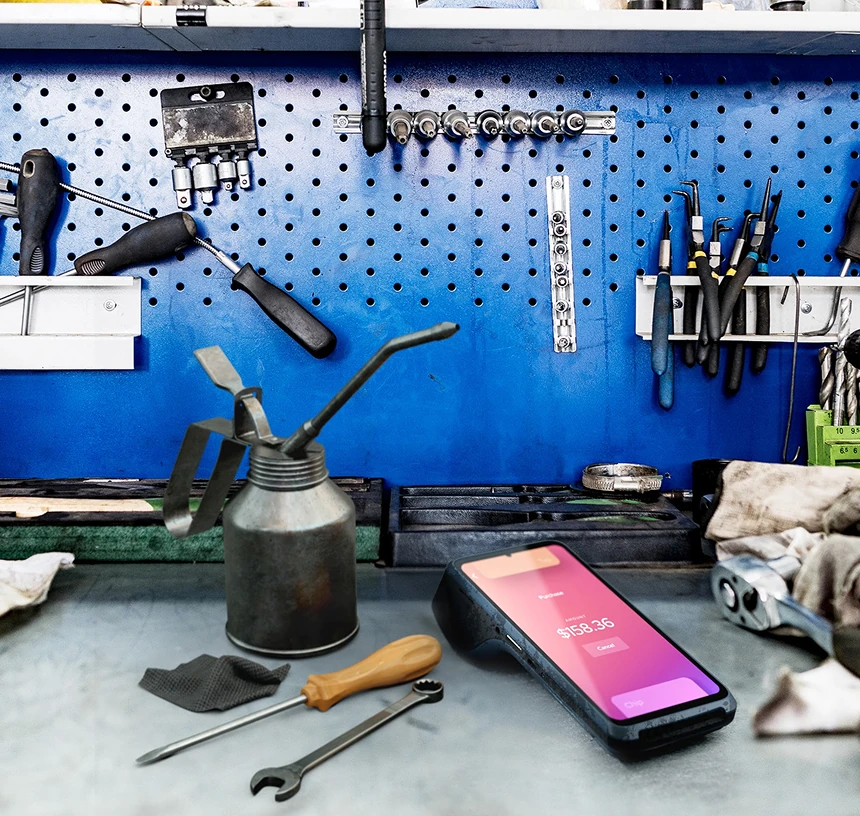 Helcim Smart Terminal at garage