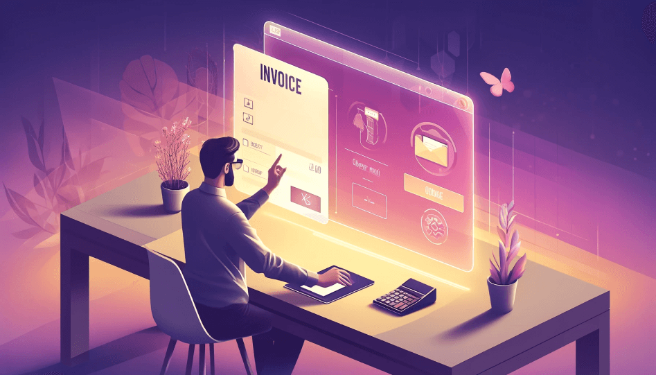 A small business owner creating an invoice using Helcim's online invoicing