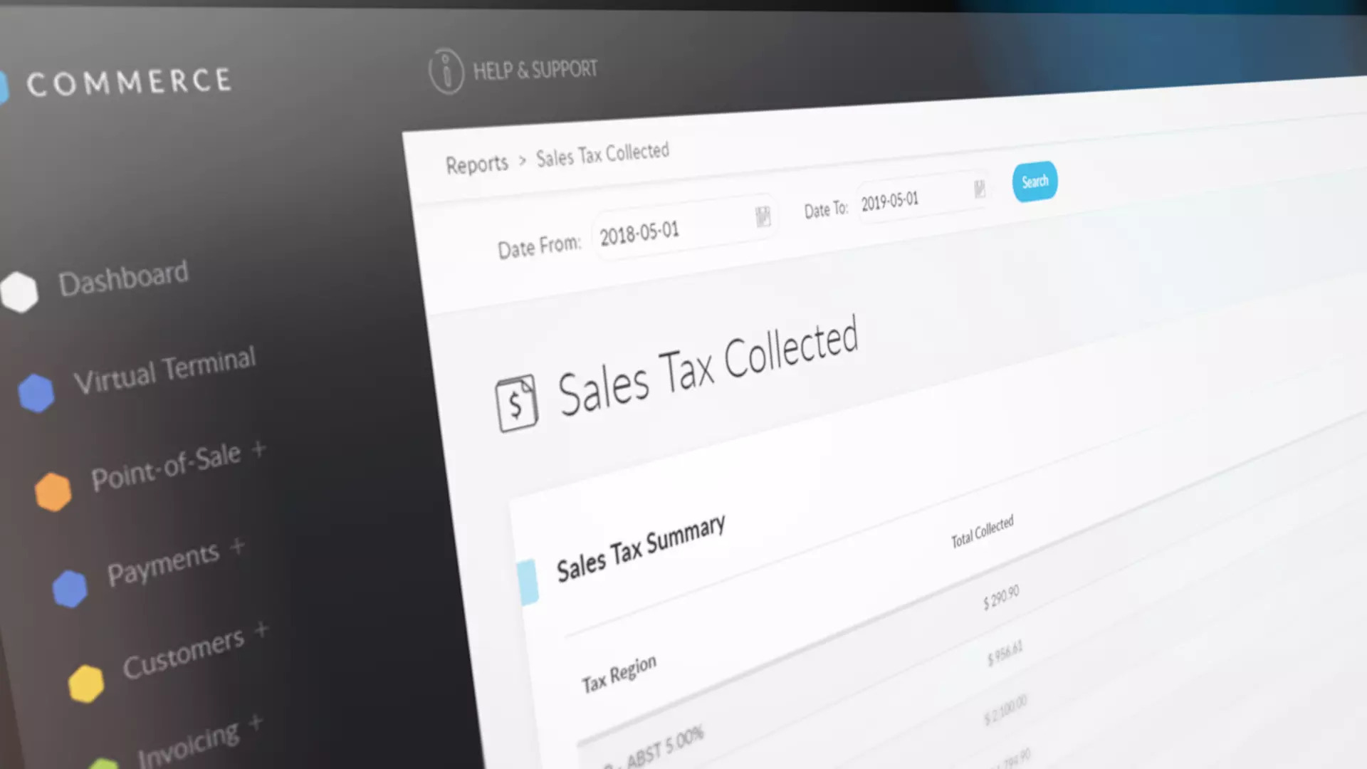 Annual sales tax report from a Helcim account